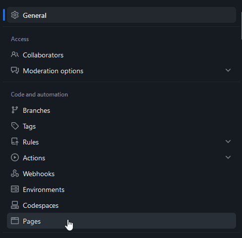 Включение GitHub Pages